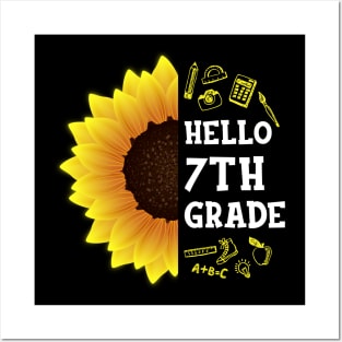 Hello Seventh Grade Shirt 7th Grade Back To School Sunflower Gift Posters and Art